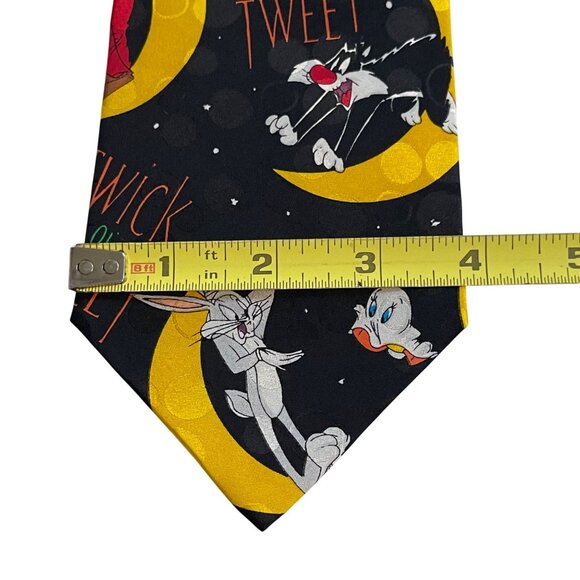 Looney Tunes Mania Tweety & Sylvester 100% Silk Halloween Celestial Moon Tie - Picture 7 of 7